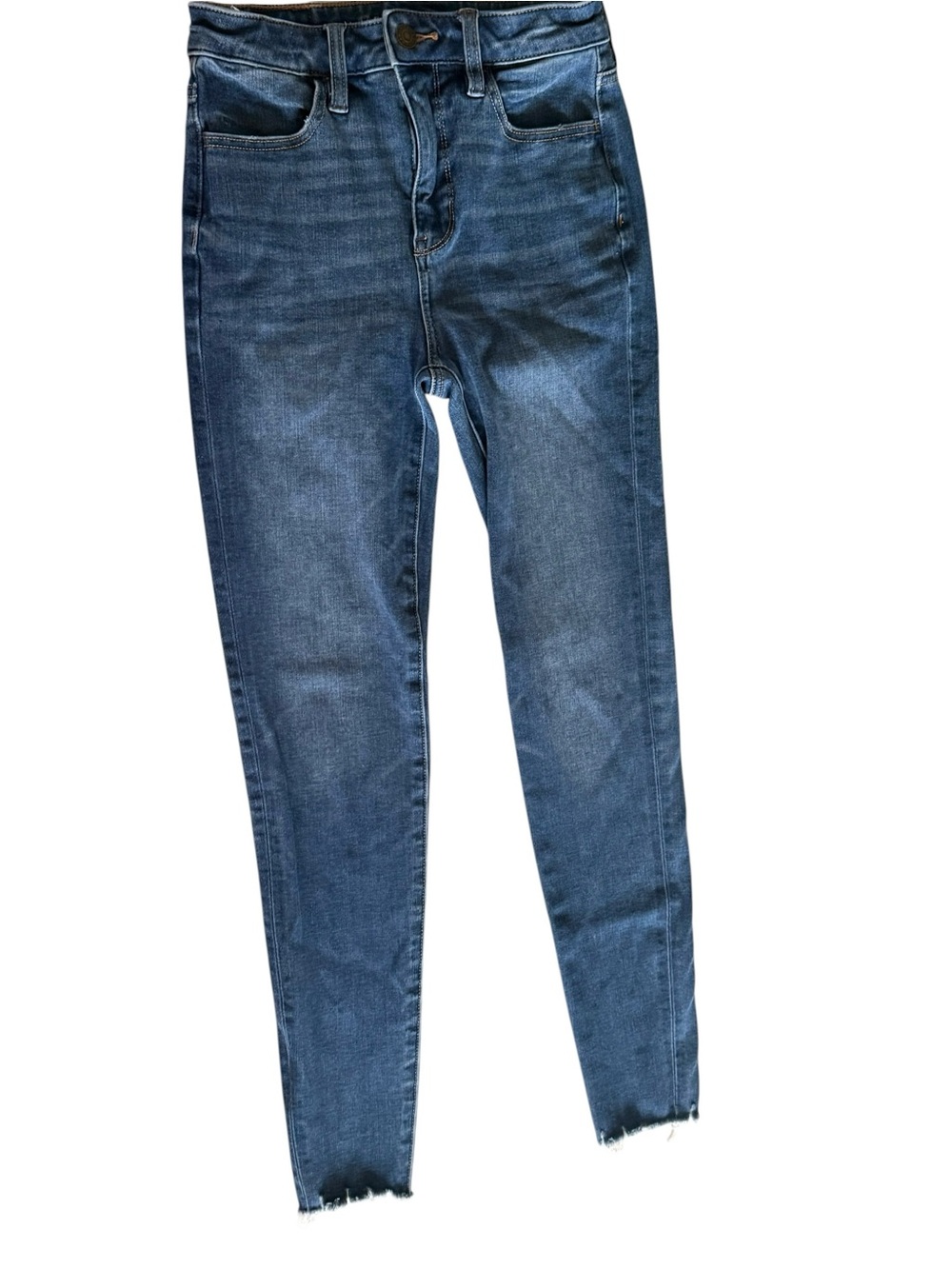 American Eagle The Dream Jean Size 00 Regular Skinny Raw Hem Jeans - Picture 2 of 7